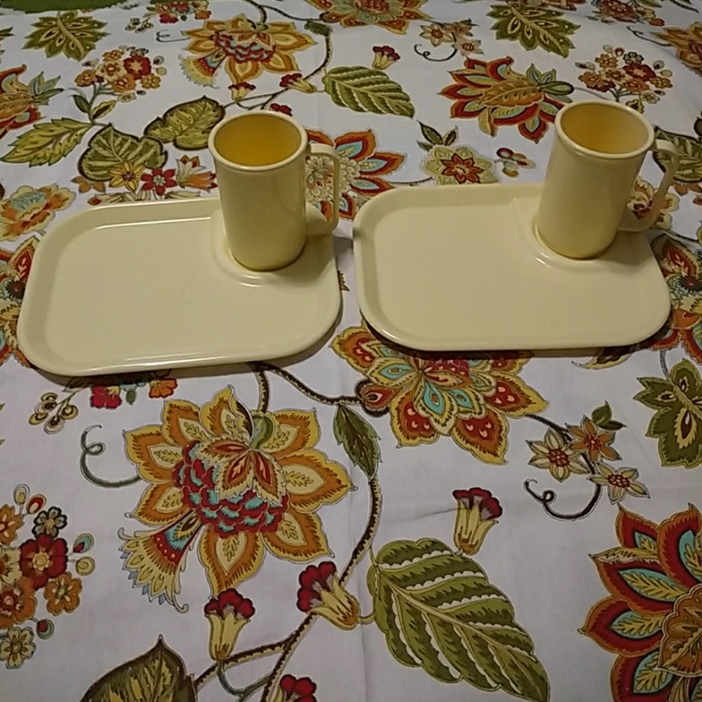 2- Plate Trays & 2- Mugs